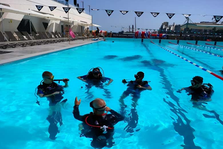 Preparação na piscina