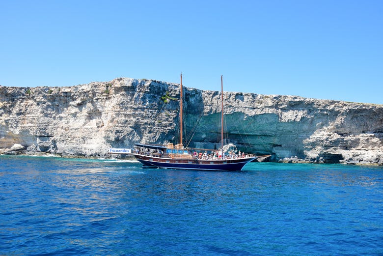Navegando na escuna até Gozo e Comino